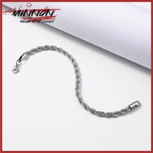 [minnan] สร้อยข้อมือสแตนเลสใหม่สายเคเบิลหนา3มม. กำไลโลหะรูปทรงฮิปฮอปโซ่บิดเก๋ไก๋สำหรับผู้ชายเครื่องประดับแฟชั่นสุดเท่