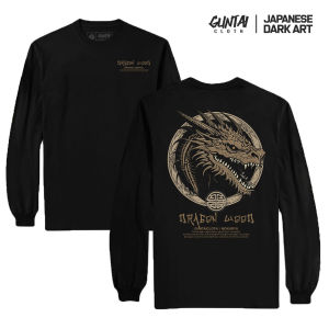 Longsleeve Kaos Distro Jepang Tshirt Pria Branded Japanese Art Guntai Cloth Dragon Wood