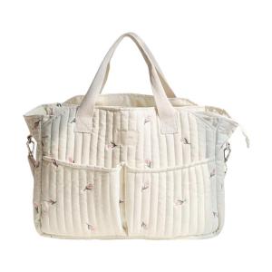 ถุงผ้าอ้อมความจุมากกระเป๋าถือลายปักหลายช่องกันน้ำกระเด็นใส่กระเป๋าสะพายข้างเดินทางกระเป๋าคุณแม่