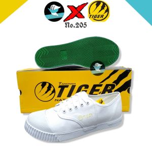 รองเท้าผ้าใบ Tiger ฟุตซอล TG9 พื้นเขียว 205 รองเท้านักเรียน น้ำตาล/ขาว/ดำ ไทเกอร์