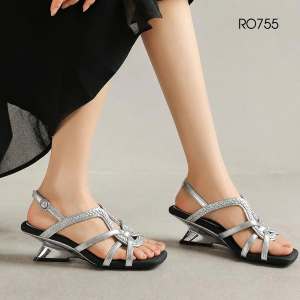 [ẢNH THẬT-FREESHIP] Sandal cao gót nữ nhiều dây ROSATA RO755 -5p- Bạc Trắng- BKSTORE- HÀNG VIỆT NAM