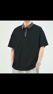 Kiểu Mỹ Cổ Điển Polo Áo thun nam tay ngắn mùa hè rộng rãi có khóa kéo cổ bẻ thương hiệu thời trang áo tay lửng