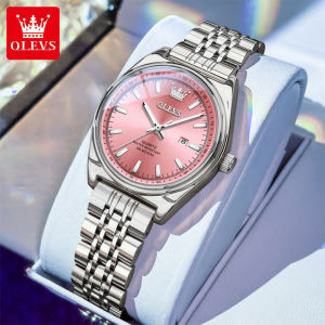 OLEVS 3703 Quartz Women Fashion Watch Gift Round-dial Stainless Steel Watchband Wristwatch Calendar