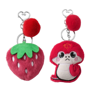 Charming Furry Strawberry Snake Keychain Ornament Stylish Bag Pendant Adds Fun To Your Style Sturdy And Vibrant Colors