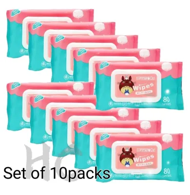 （Set of 10packs）BABY WET WIPES 80pcs per pack (Non-Alcohol）