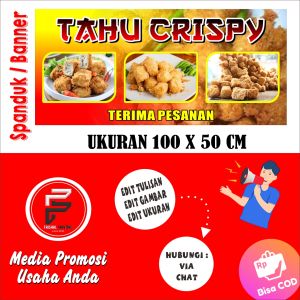 Spanduk Tahu Krispi / Banner Tahu Crispy / Spanduk Ukuran 100 x 50 cm