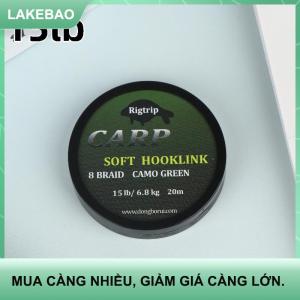 【LAKEBAO】 20m cá chép dây câu mềm hooklink tráng bện mài mòn kháng cá chép lãnh đạo cho weedy hồ