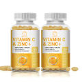 BBEEAAUU Vitamin C Glow Skin Whitening Capsules with Zinc 25mg Support immunity Promote Collagen Synthesis and Antioxidant for Skin Health Energy Production 维C+锌. 