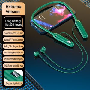 VAORLO Neck Hanging Bluetooth Headphones Surround Sound With MIC HD Call Noise Canceling Wireless Headset LED Battery Display With TF Card Slot Type C Charging Sports Waterproof And Sweatproof Suitable For All Smartphones