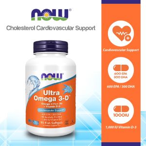 NOW Ultra 3-D High-Potency Fish Oil + Vitamin D3 Daily Wellness & Systemic Support (90 SG)