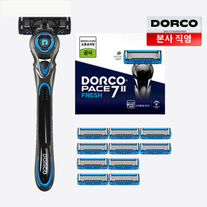 DORCO Pace 7II Shaving Razor System for Men with Seven Curved Blades - 11 Cartridges + 1 Handle Set