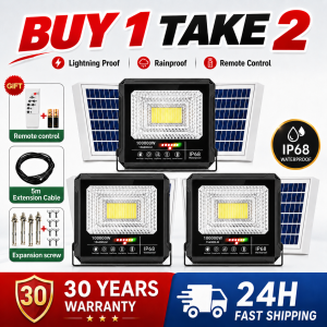 【BUY 1 TAKE 4】Solar Light 100000W Solar Flood Light with solar panel with Remote Control Super Bright Outdoor Lighting for Home Yard Garage IP68 waterproof energy saving motion sensor ABS no heavy duty Flood lamp