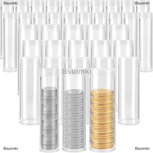 [COD] Bsuimki 10pcs đồng xu Ống quý cuộn giấy gói đồng xu nhựa chủ sở hữu rõ ràng đồng xu lưu trữ container