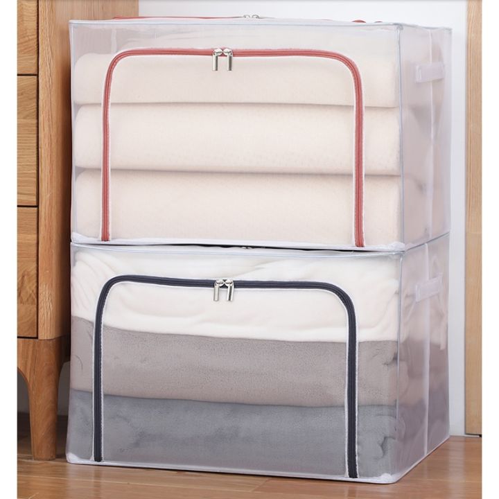 66L Large Capacity Transparent boxFoldable Storage Box for clothes PVC