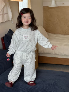 Girls Heart-Shaped Sweatshirt Set 2025 Autumn Korean-style childrens clothing kids apparel autumn outfits baby autumn wear