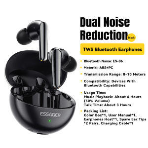Essager TWS Wireless Earbuds Bluetooth V5.3 Hi-Fi Stereo ANC+ENC Dual Noise Reduction with Mic Charging Case Smart Touch Control