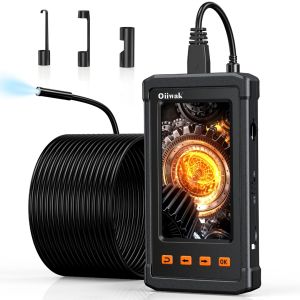 Oiiwak Endoscope Camera 15mm Autofocus Borescope 4.3" Inspection Snake Camera Pipe Sewer Waterproof Endoscope Car Engine