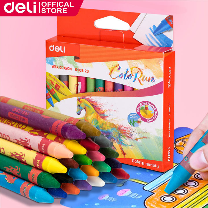 Deli 24 Colors Crayons For Kids Set School Supplies Coloring Oil Pastel ...