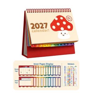FLYING Paper Monthly Calendar Spiral Bound Freestanding Planner Calendar With Marking Stickers Desk Planner Desktop Calendar