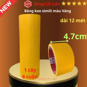Băng keo simili màu vàng rộng 4.7cm dài 12 mét lõi giấy 3mm 1 cây 6 cuộn giá tại xưởng