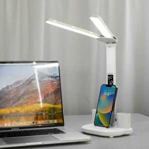 Lampu Meja Baca LED Display Double Head USB Power 3in1 7W BERGARANSI MURAH / KIRIM CEPAT MULTIFUNGSI