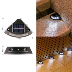 4PCS LED Solar Step Lamp Outdoor Waterproof Stair Light Garden Walkway Intelligent Decoration Dekorasi Taman