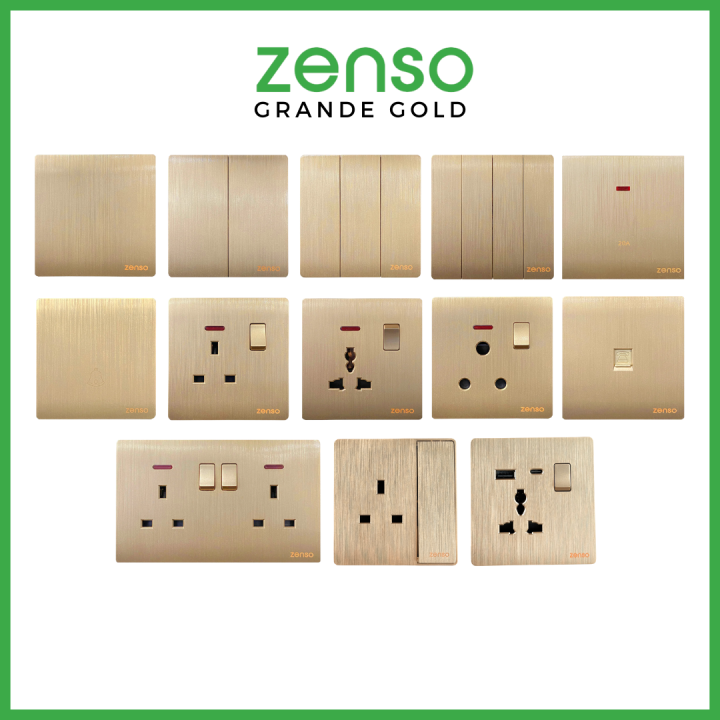 ZENSO Grande Switches & Sockets 10A 13A 15A 16A 20A with SIRIM ( Gold ...