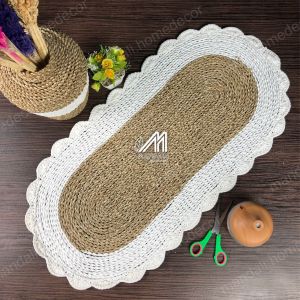 [PROMO] Taplak Meja Tamu Anyaman Oval / Table Runner Seagrass Ukuran 40x80 cm
