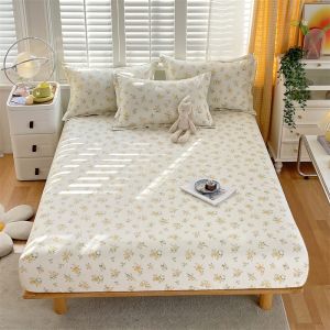 Dansunreve 100% Cotton Floral Fittedsheet 800TC Thicken Soft Fitted Bedsheet Matterss Protector Single Queen King