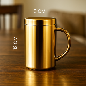 Mug Stainless Steel 304 Double Wall 400ml dengan Tutup Anti Tumpah Tahan Panas