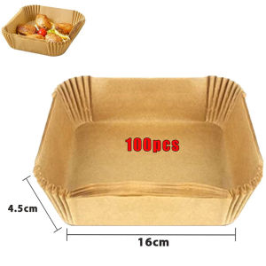 100 pcs Disposable Air Fryer Paper Baking Square Parchment Paper Liners Waterproof Heat-resistant Non-stick for Barbecue