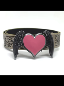 Pink Heart Waist Chain Wing Buckle Cowgirl Belt for Women Prom Banquet Club Party for Jeans Dresse Club Bar