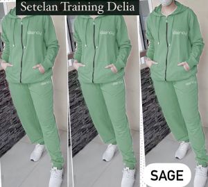 BMF - Setelan Training Delia Hoodie L XL XXL 3XL 4XL Fashion Pakaian Training Wanita Jumbo Baju Olahraga Muslim