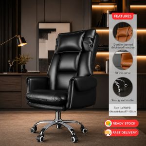 DECCO Ergonomic Computer Chair With Headrest Office Chair Recliner PU Leather 135° Recline Komputer Kerusi Pejabat Kulit PU - Fulfilled by DECCO SHOP