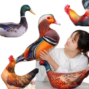 hot Kawaii Simulation Animal Print Plush Doll Pillow Chicken Duck Goose Pigeon Parrot Rooster Hen Plush Toy Home Decor Gift For Girl