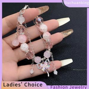 [COD] liuchuanbing Jewellery สร้อยข้อมือลูกปัดรูปโบว์ผีเสื้อสีชมพูลายสาขาดอกไม้ฟีนิกซ์สร้อยข้อมือสุดเจ๋งสำหรับผู้หญิงสวยทันสมัย