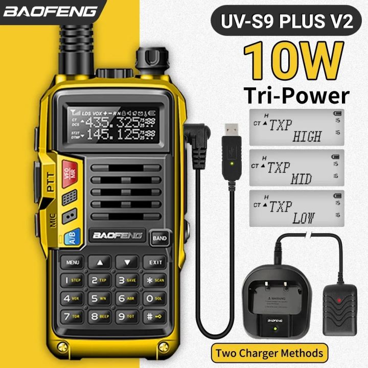 BAOFENG UV S9 Plus V2 10W Powerful Walkie Talkie USB Charger 16 KM Long ...