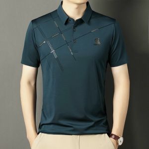 IELGY 7 Color Polo Shirt Mens Ice Silk Short-sleeved Business Casual Lel T-shirt