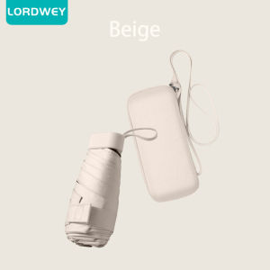 LORDWEY ร่มแคปซูลแบบพกพาขนาดเล็ก6พับสำหรับผู้หญิงกันแดดกันแสงยูวีกันน้ำกันแดดใช้ได้สองวัตถุประสงค์