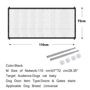 110x72cm Pet Fence Isolation Mesh Safety Net Portable Foldable Dog Cat Pet Isolation Mesh Safety Fence No Punching Safety Protection Baby Child Mesh Fence For Indoor Staircase Living Room Kitchen Bedroom