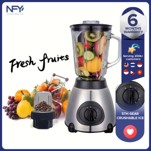 NFY multifunctional fully automatic juicer 1000W with 5-speed button 2 glass cups -150ML juicer cups and 1 small grinding cup powerful professional kitchen fruit food and milkshake mixer easy to clean