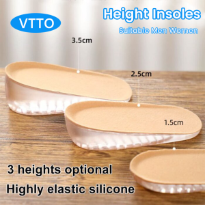 VTTO 1 Pair Silicone Height Increase Insole Foot Cushion Soft Gel Sole Heel Cushion Soles Insoles For Shoes Spurs Pain Half Heel Insole Pad 增高鞋墊