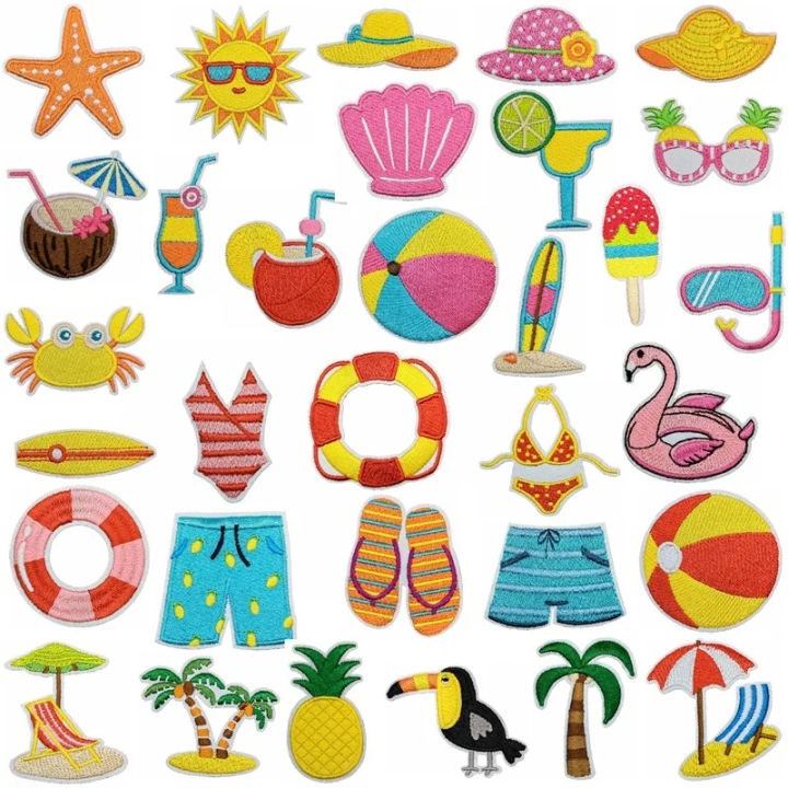Sticker ủi nhiệt thêu logo CÁI PHO, ÁO BƠI, CÂY DỪA, ĐỒ ĐI BIỂN - Miếng ...