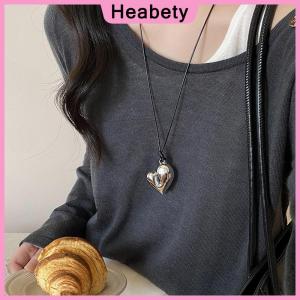 Heabety Fashion Irregular Heart Pendant Necklace For Women Girls Sweet Adjustable Pull-out Sweater Chain Jewelry Accessories Gifts