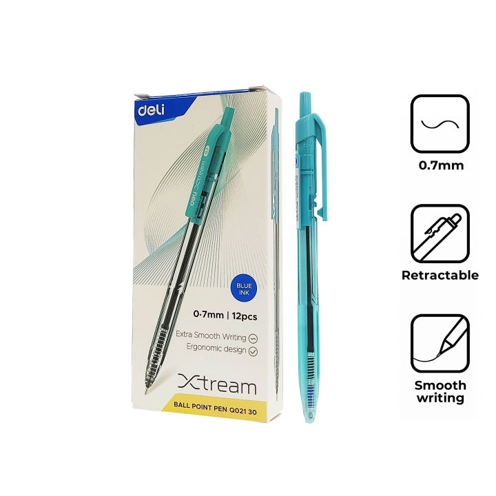 Deli Writing Instrument- Xtream Ballpoint Ballpen Blue mm EQ02130  (12pcs/box or box) [7535Q02130P12] Lazada PH