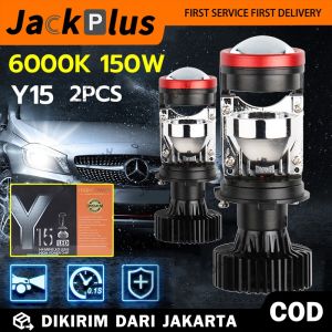 2PCS Lampu Led Mobil Dan Motor H4 Mini Projector Projie  Y15 Super Bright 150 Watt