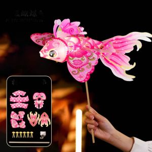 VISIONN Handheld Handheld Fish Lantern DIY Handmade Waterproof Mid-Autumn Festival Lantern Cute Luminous DIY Lantern Materials Hanfu Accessories
