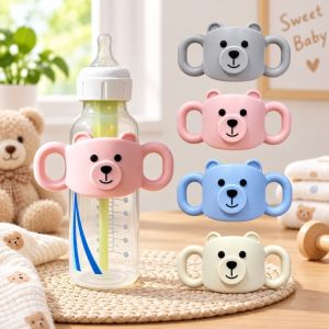 DOOUR Silicone Tay cầm bình sữa cho bé Cỡ tiêu chuẩn Thiết kế có thể tháo rời. Giá đỡ chai nước dạng ống nhỏ  1 gói Tay cầm chai Thời điểm cho bé ăn.