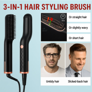 Mens Hair Care Cream with Beard Comb/Styling Comb Multifunction 3 in 1 Electric Straight Hair Comb Wireless Hair Straightening Comb Electric Hair Straightening Comb Electric Hair Straightening Brush Fast Heat/Hair Comb for M