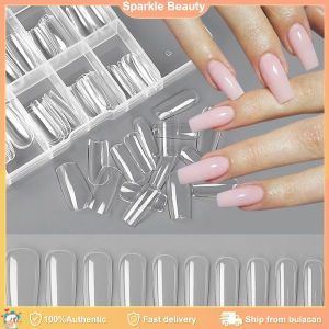 100Pcs Seamless Full Cover Acrylic French Nail for Nails Extension Manicure Clear Fake Nails Natural